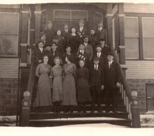 High School Class Boys Girls Exterior Entry Steps P.P.A. Sashes Postcard RPPC