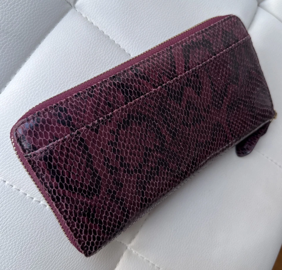 Cole Haan Tali Continental Wallet Red Tawny Port Snake Print Zip Around MINT - Image 4 of 4