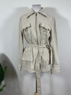 David Meister - Tan Linen Jacket, Size 14