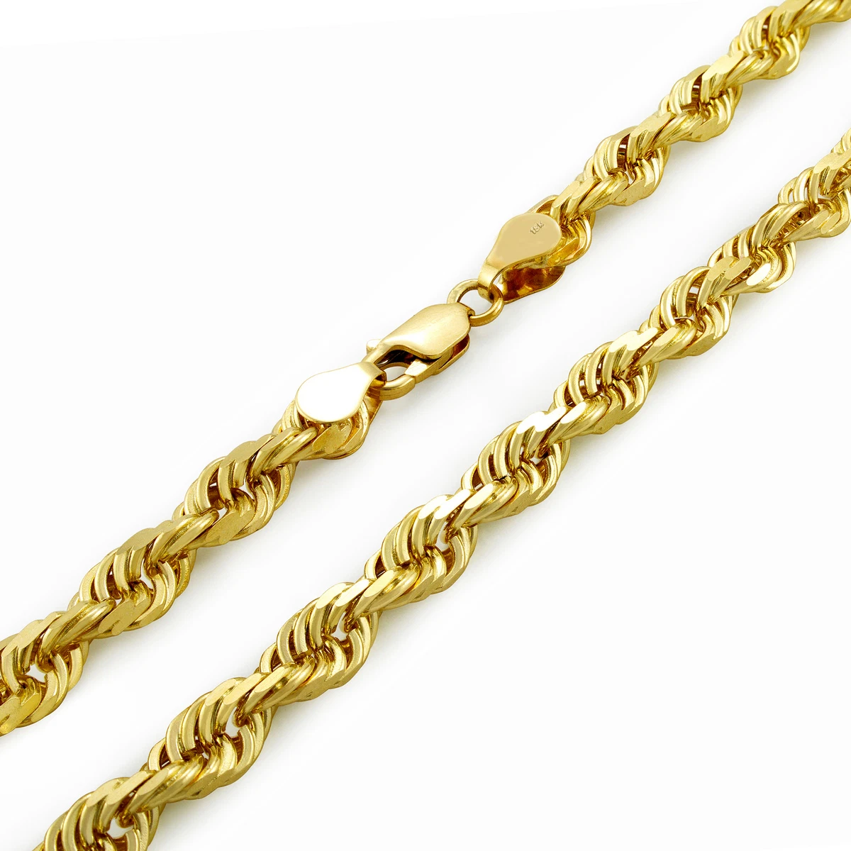 Mens white gold diamond cut rope chain cheap