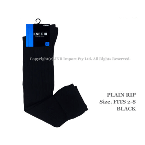 Premium Cotton Rip Knee High Socks - Plain (No seam) Women 2-8, Kid 13-3 - Picture 2 of 18