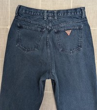 Vintage Guess 1015 Jeans Womens 28x28 Blue High Waist Tapered Zipper Leg USA 90s