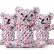 Cotton Rope Dog Chew Toy Pet Dental Teething Bear For Small Medium Size Puppies