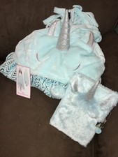 JUSTICE BLANKET UNICORN SHIMMERING AQUA CUDDLY SO SOFT JOURNAL SET