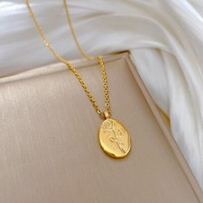 18k Gold Plated Irregular Rose Pendant Necklace Women's luxury Jewelry Gift