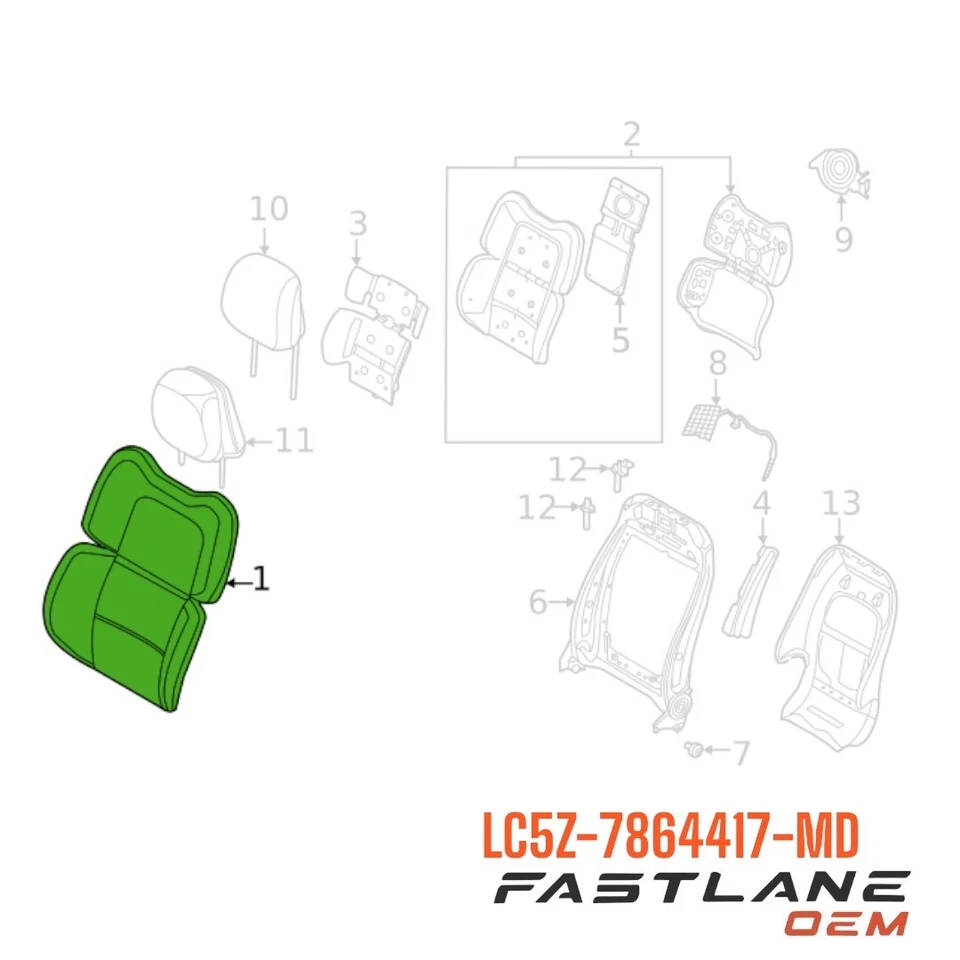 Funda trasera asiento delantero izquierdo Lincoln Aviator 2020-2022 nueva OEM LC5Z-7864417-MD Foto 4 de 4
