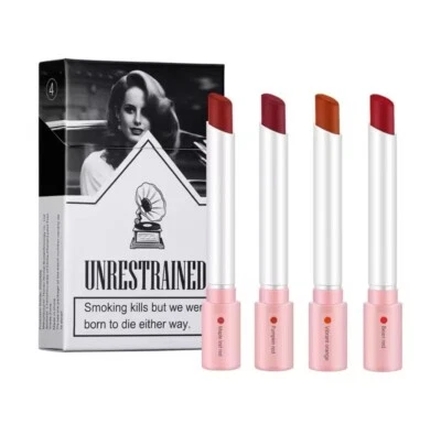 Coffret 4 Rouges à Lèvres "Lana Del Rey" - Design Paquet de Cigarette Rétro - Photo 1/2