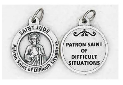 Saint St. Jude -Patron Saint of Difficult Situations - Silver Tone Round- Medal 