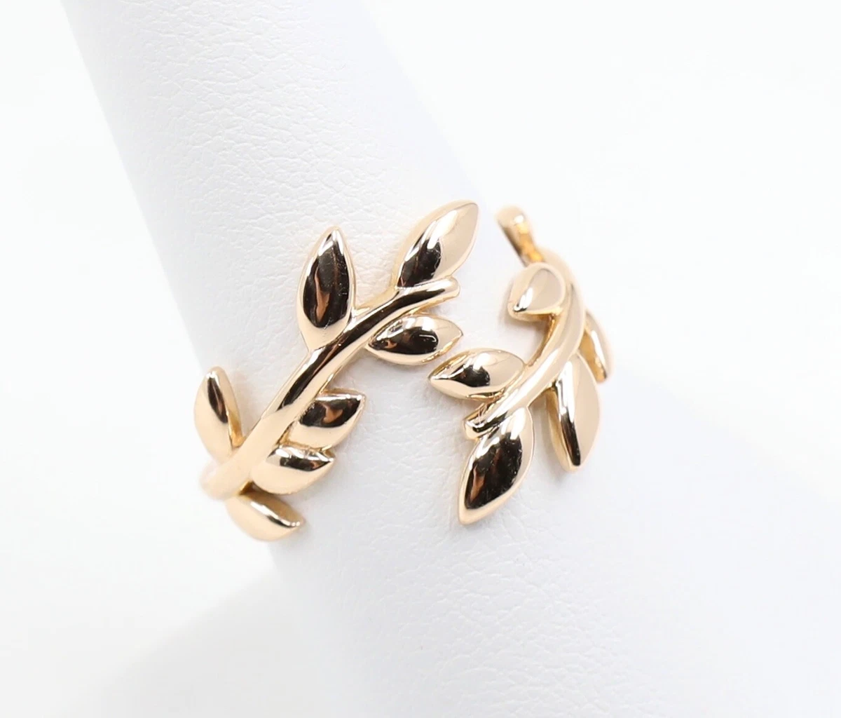 Tiffany Paloma Picasso Olive Leaf Bypass Ring 18k Gold Sz 7.75 No