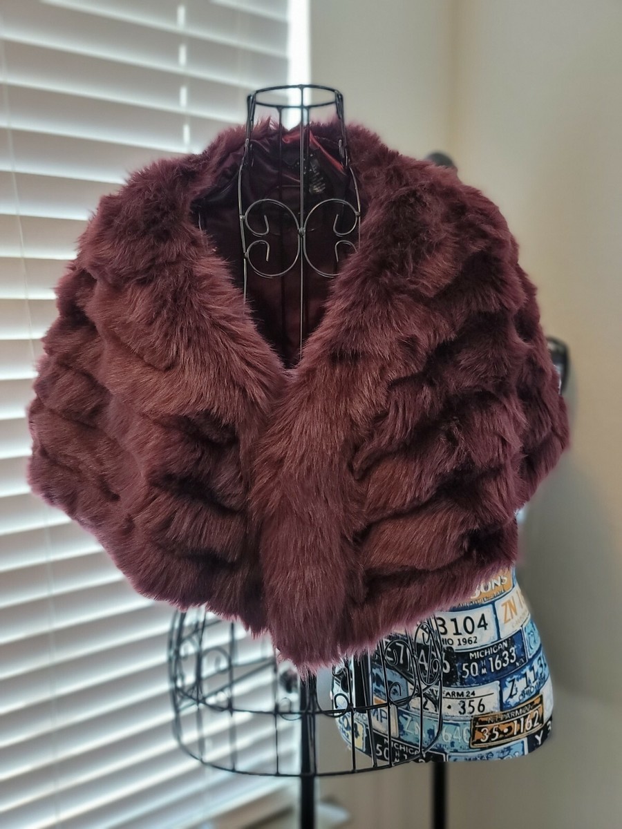 burgundy dress with fur shawl Ms. Diva Faux Fur Shawl