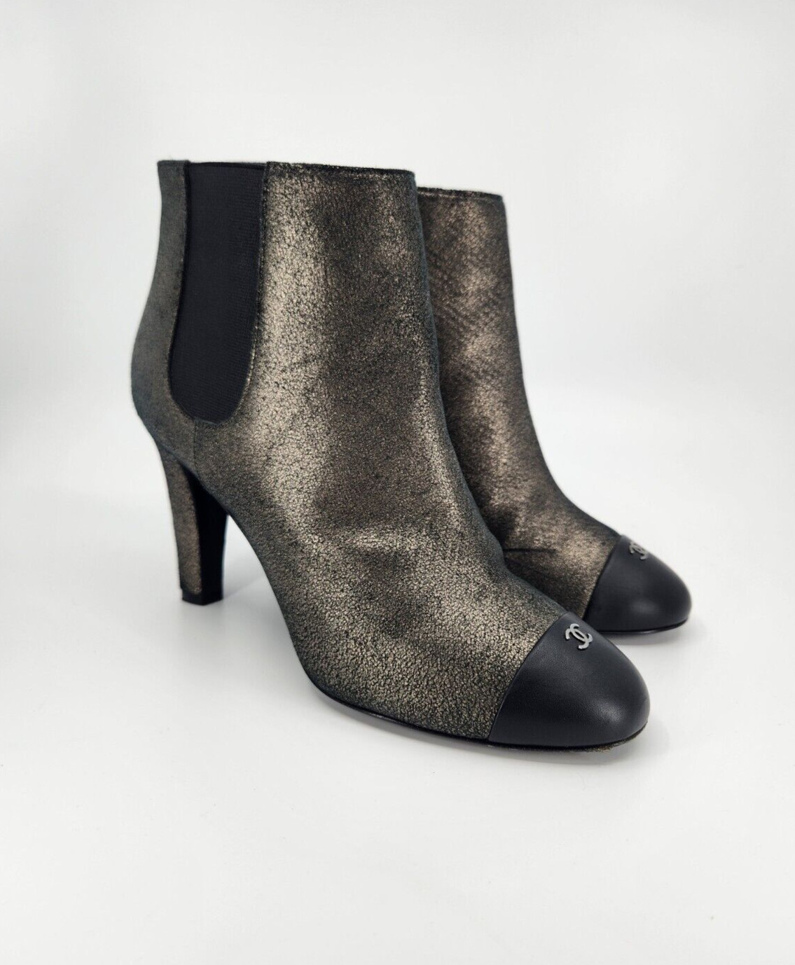 Chanel Interlocking CC Cap Toe Metallic Leather B… - image 1