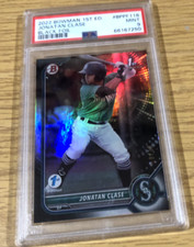 2022 Bowman 1st Edition JONATAN CLASE Black Foil /10 Mariners BOOKEND PSA 9 