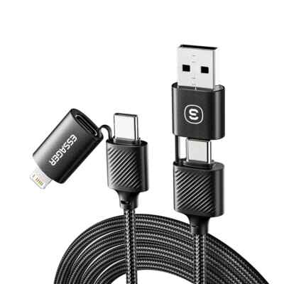 Essager 4 in 1 Fast Charging Cable Ladekabel 1m 2x USB-C, 1x Apple, 1x USB