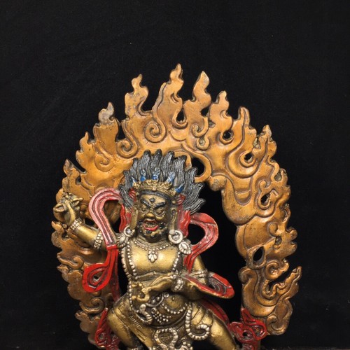 Pure copper painted Tibetan Buddha statue with great power and Vajra - Picture 3 of 9