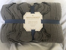 Pottery Barn KIDS Emily Meritt Chambray Scallop Ruffle Toddler Crib Quilt