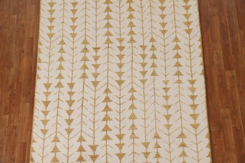 Ivory/ Gold Modern Moroccan Oriental 5'x8' Area Rug Hand-knotted Wool Carpet - Picture 3 of 12