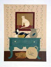 Nancy Lubeck, Country Cats, Screenprint, signed in pencil