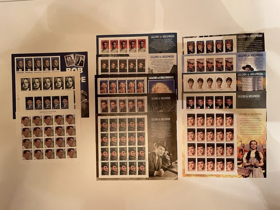 14-USPS Full Sheet Coll.. "Legends of Hollywood" Plus Hope,Sinatra,Garbo,Reagan. Foto 2 de 2
