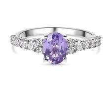 Purple Amethyst Engagement Ring Oval Shaped Amethyst Bridal Jewelry gift For Her