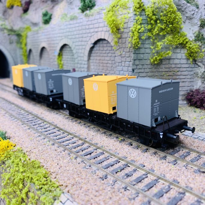 Wagon porte-conteneurs Laabs VW DB Époque IV Marklin 46663 train miniature HO 1/87