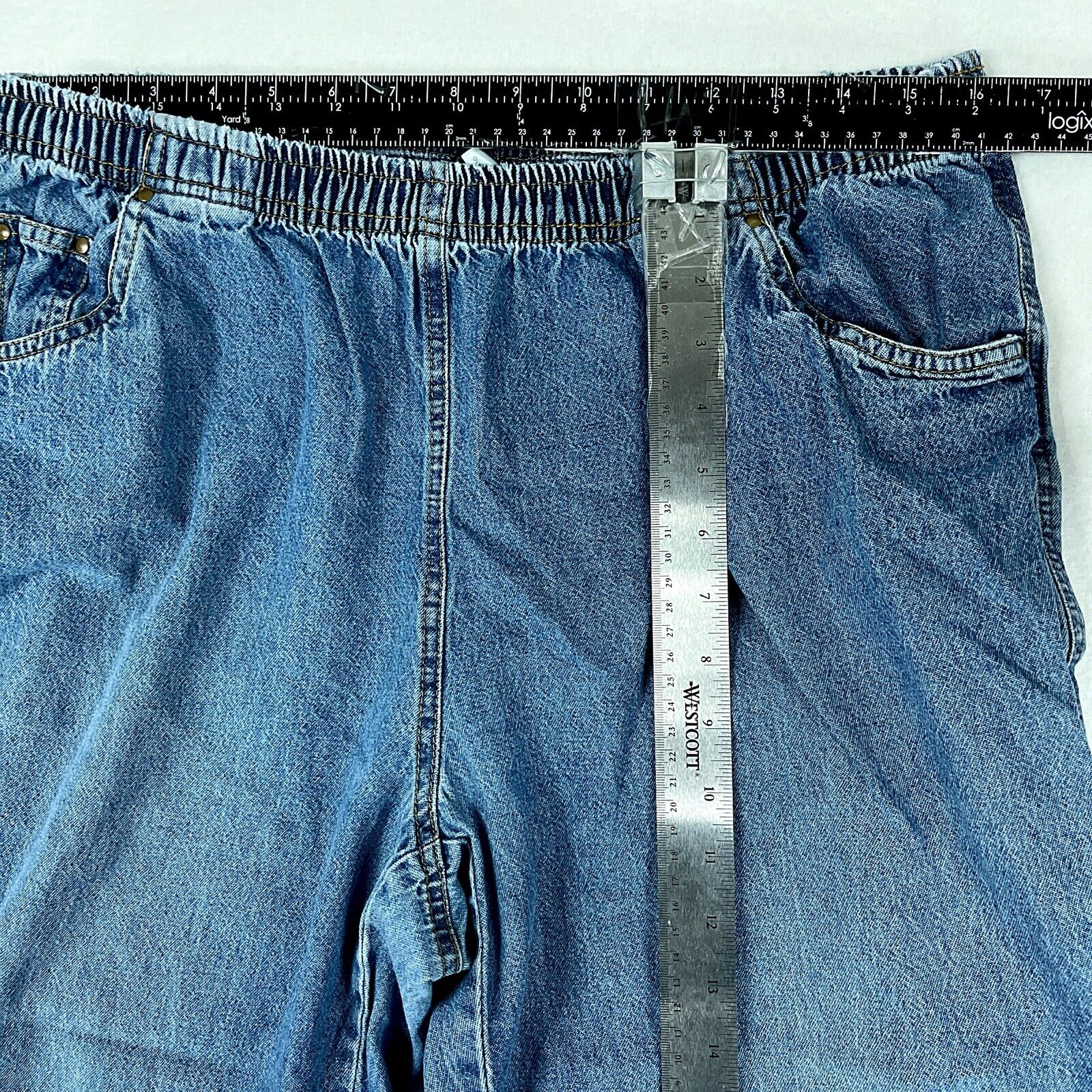 Rebecca Malone Womens Jeans Blue Size PL High Rise Elastic Waistband ...