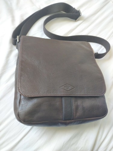 Fossil mens leather satchel bag 27cm x 