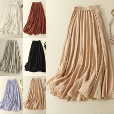 Ladies Long Skirt High Waist Maxi Skirts Women Beach Pleated Ruffle Bohemian