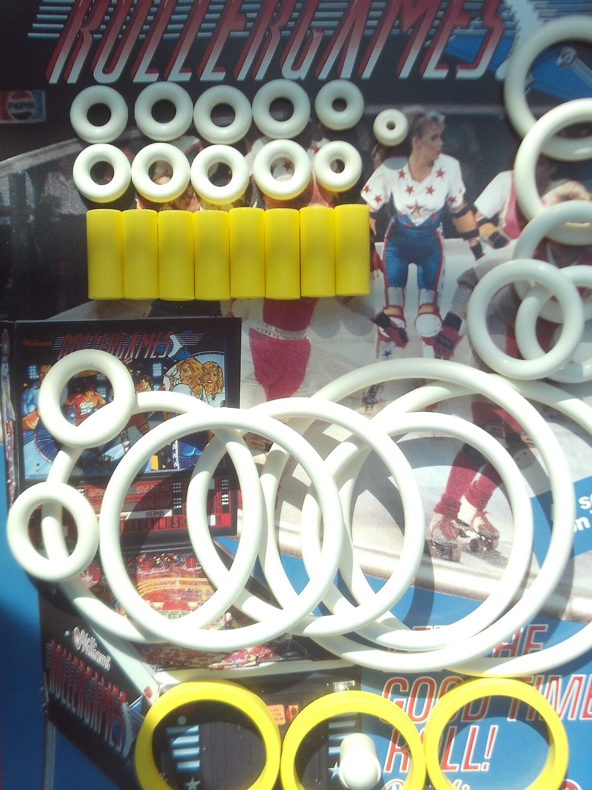 Kit élastiques pour Williams Rollergames et caoutchouc batteur jaune