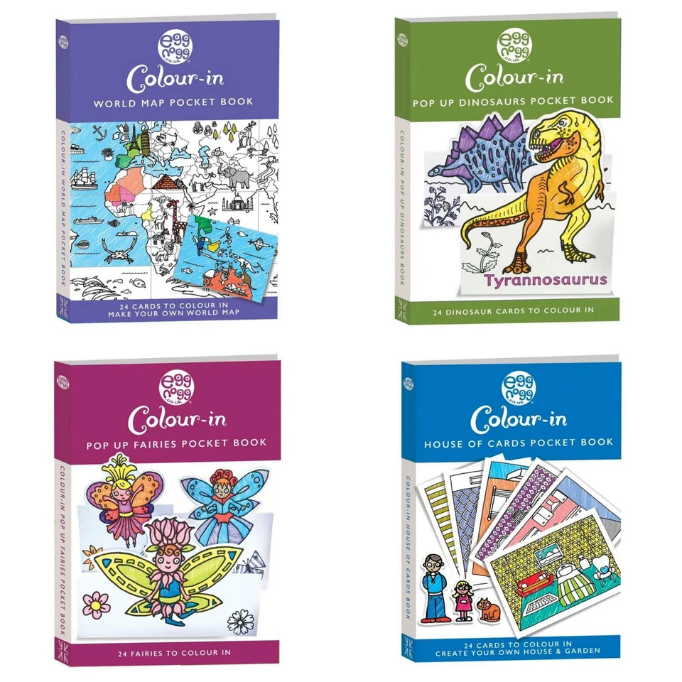 Colore - in Eggnogg Cartolina Libro Tascabile Casa Pop Up Dino Fate Mappa del Mondo