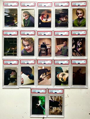 (17) 2008 PGM The Dark Knight JOKER Heath Ledger PSA 9 RC Card Lot Refractors
