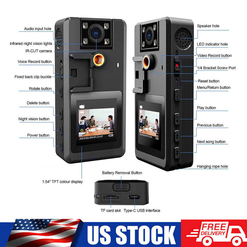 HD 1296P Mini Camera Video Recorder Sports DV DVR Police Body Cam Night Vision