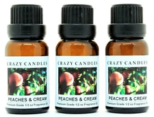 3 Peaches N Cream 1/2oz Premium Grade Scented Fragrance Oil Crazy Candles