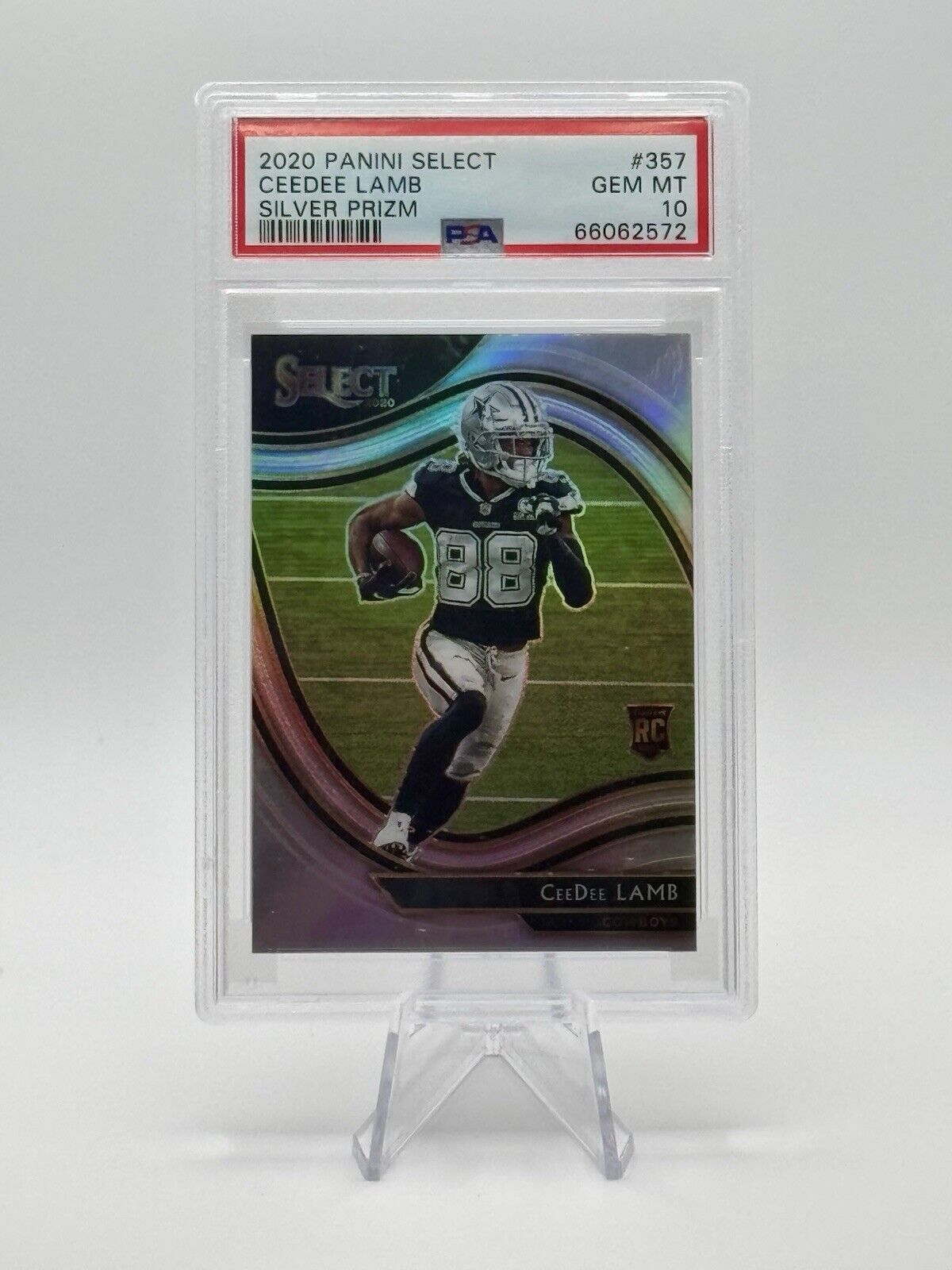 2020 Panini Select Football CeeDee Lamb Silver Prism Rookie Card PSA 10 #357
