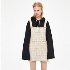 Zara TRF boho tweed pinafore overall dress size small