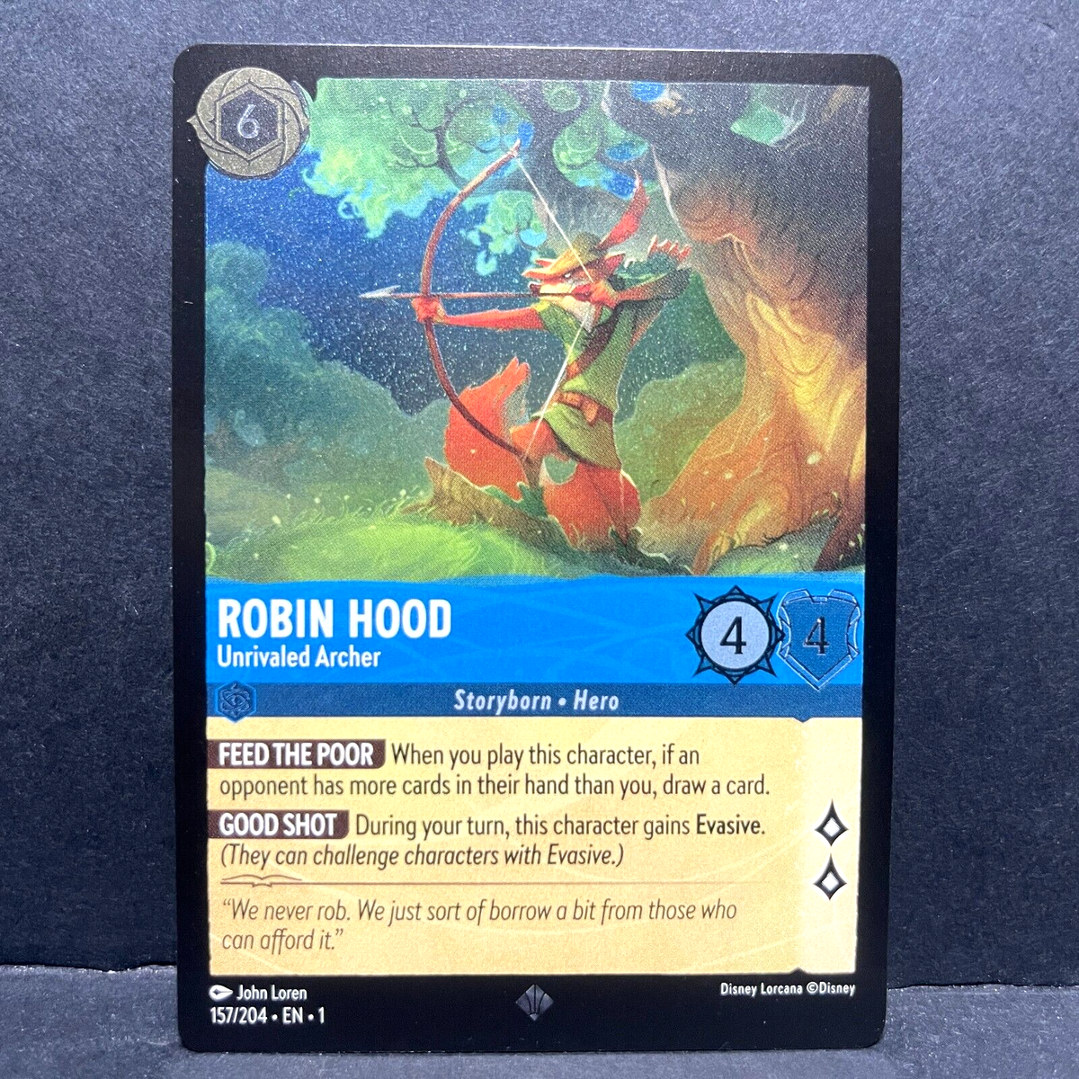 2023 DISNEY LORCANA THE FIRST CHAPTER ROBIN HOOD 157/204 (FOIL