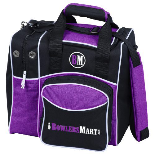BowlersMart Curve Ball Single Tote Black Purple Bowling Bag