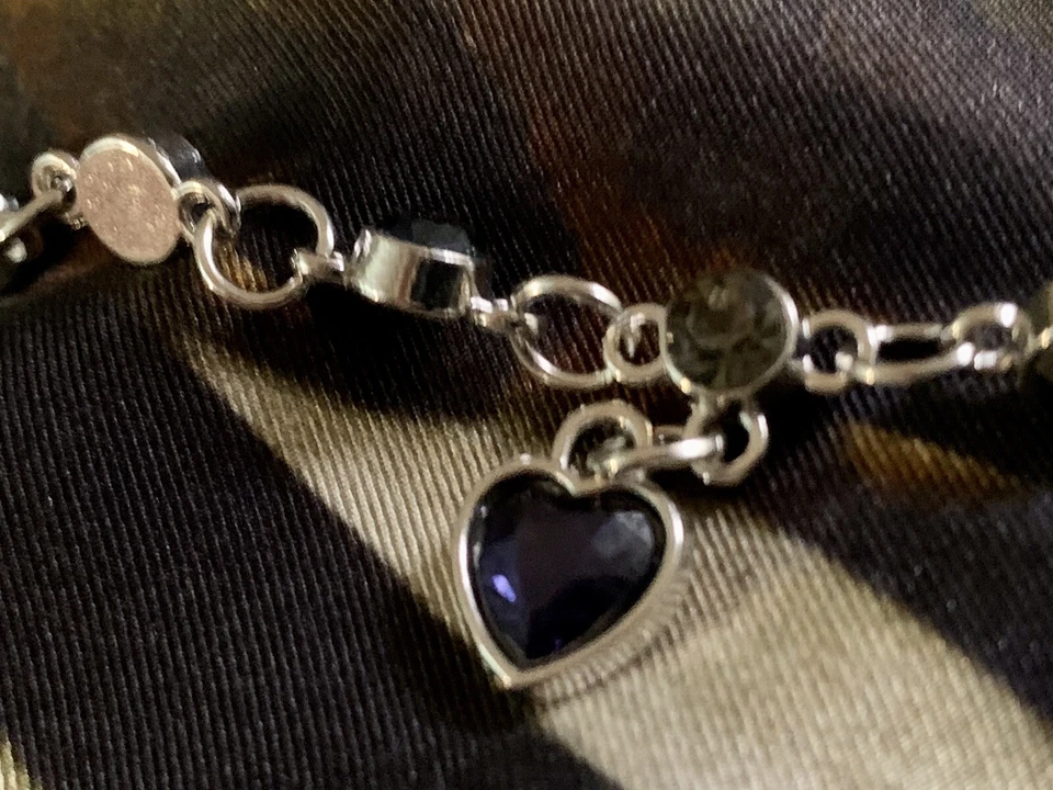 Pulseras de cristal LOVE corazón azul llenas de oro blanco de 18k nuevas sin etiquetas azul hipnotizante Foto 4 de 4