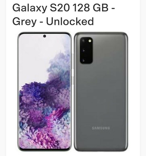 Samsung Galaxy S20 6.2" 128gb Storage 8gb RAM Dual SIM Unlocked Grey