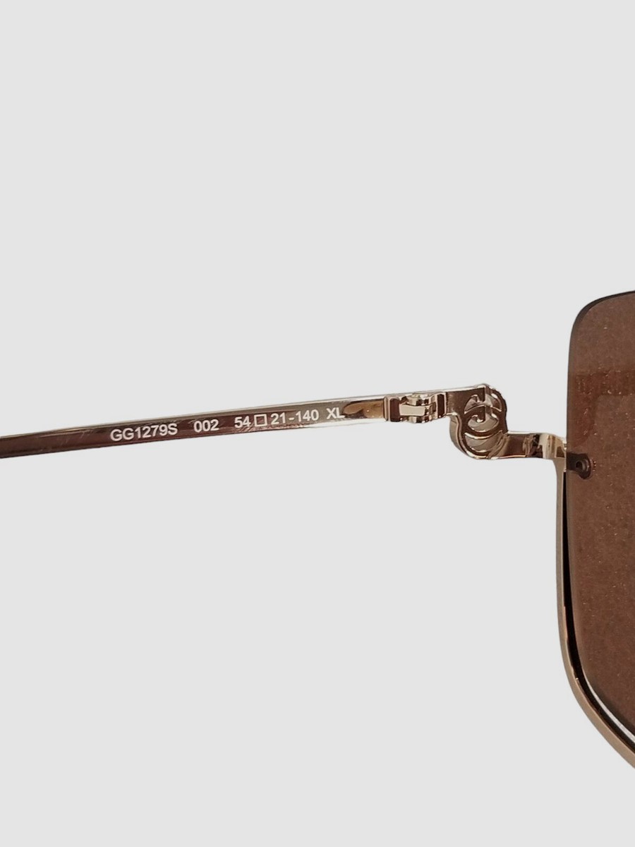 $595 Gucci GG1279S 002 Women Gold Brown Square Sunglasses  display picture 2