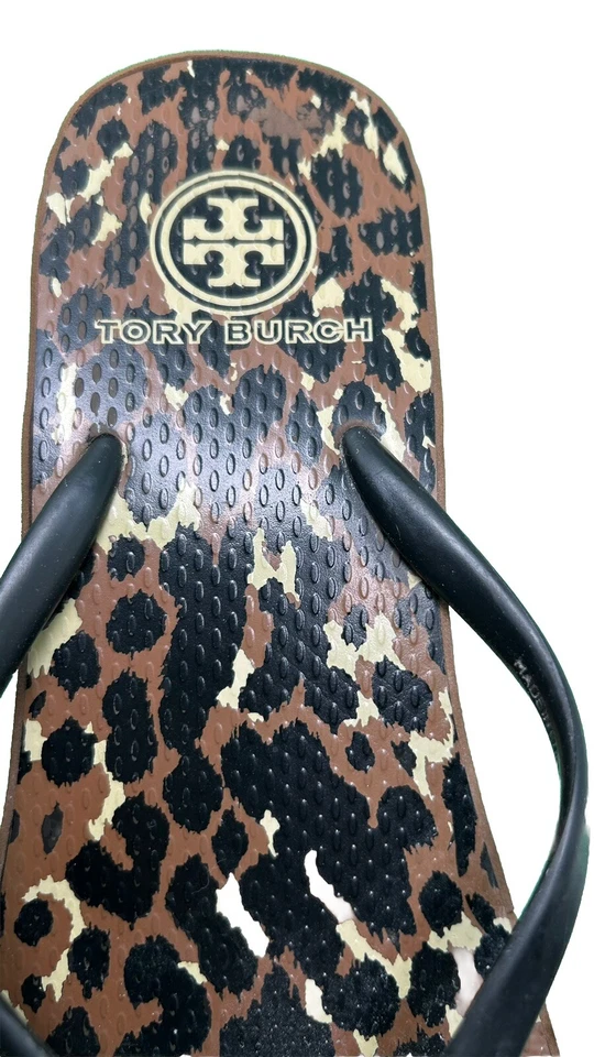 Sandalias de Tanga Tory Burch Talla 9, Than Die Cuña Estampado Animal Foto 3 de 4