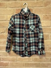 Girls Cat Jack Flannel shirt L 10/12 Pink/Turquoise/Gray/Orange Long Sleeve
