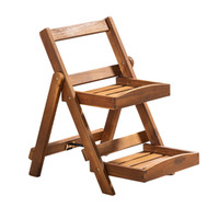 2-Stufiges Blumentreppe Mit 2 Ablagen, Ca. 54,5 X 40 X 56,5 Cm Aus Akazienholz