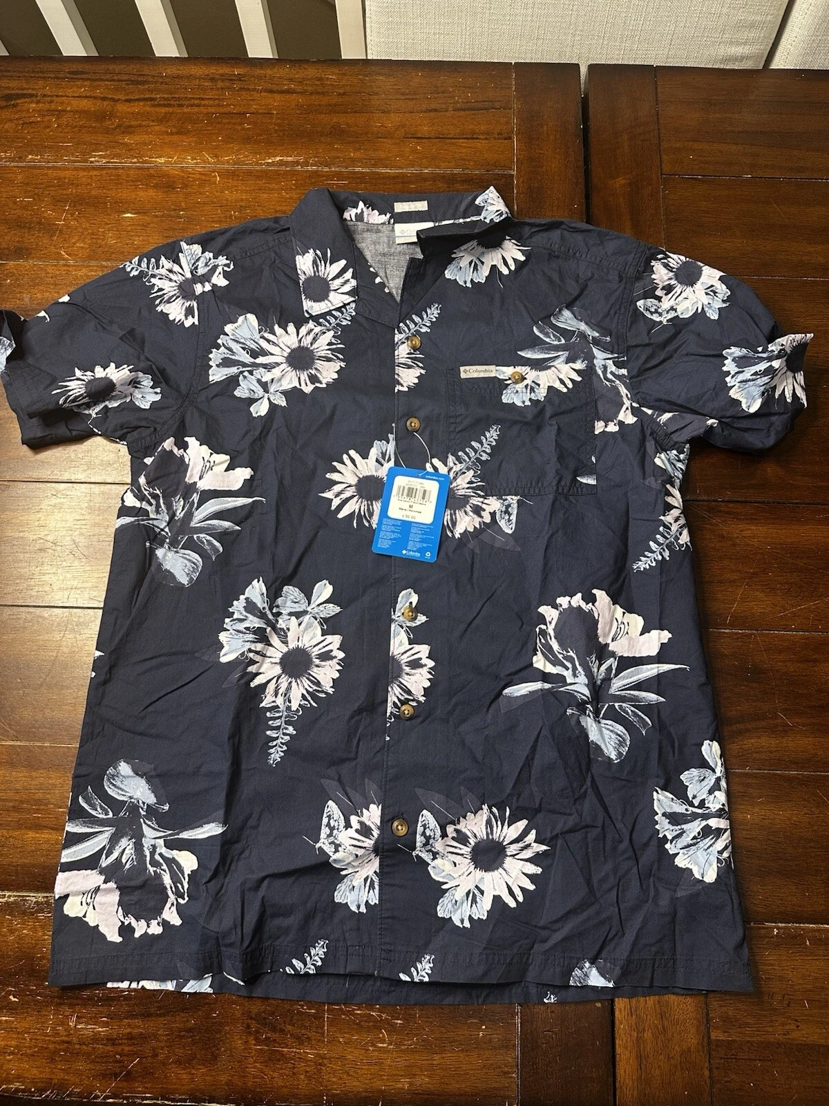 Men’s Short Sleeve Colombia Button Down Shirt Floral Hawaiian Men’s Medium