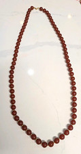 Vintage Dark Red Beaded Necklace 36"