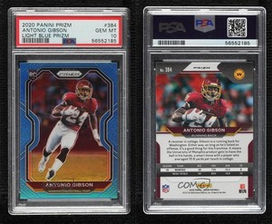 2020 Panini Prizm Light Blue Antonio Gibson #384 PSA 10 GEM MT Rookie RC