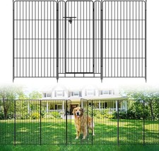 48 in H Decorative Garden Fence with Gate,8 Panels Total 17.7 Ft L  Fence