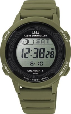 Citizen Q&Q D01A-003VK Radio Controlled Solar Digital Watch Green