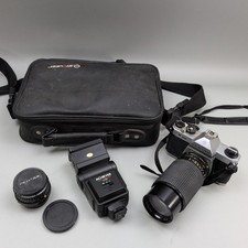 Vintage Pentax K1000 35mm SLR Film Camera Kit 50mm F2 Lens 70-210mm Untested