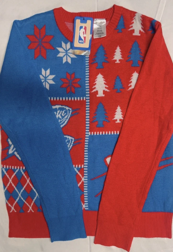 NBA OKC UNISEX CHRISTMAS SWEATER SIZE-M(10/12) NEW WITH TAGS - Image 2 of 4