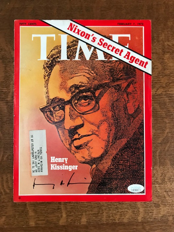 TIME magazine Front Cover Only February 7 1972 HENRY KISSINGER - Signed COA/JSA